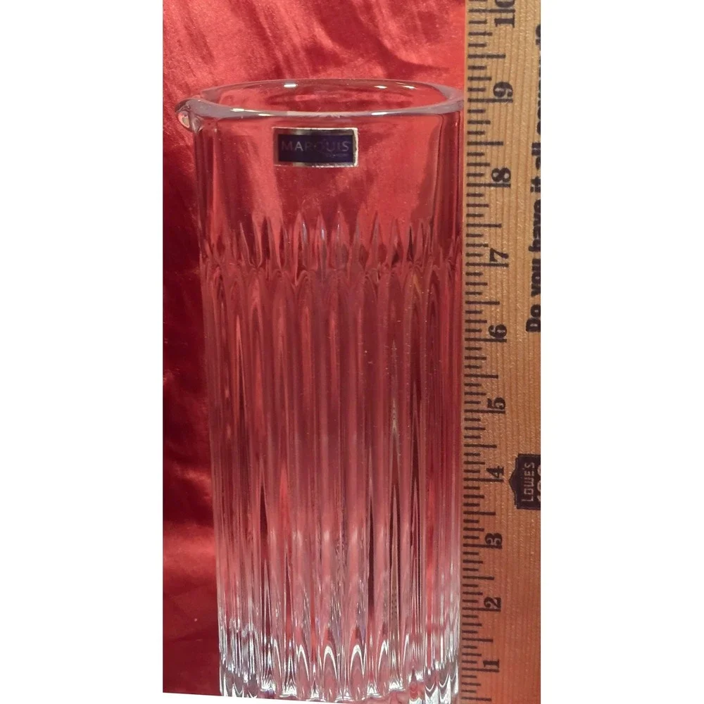 Marquis by Waterford Crystal Pitcher Brookside Vertical Cut Glass Carafe 9in